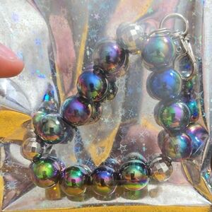 Iridescent Beaded Bracelet Keychain